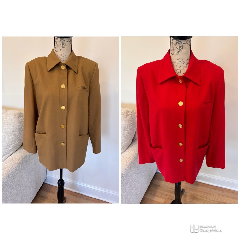 Set of 2 vintage Via Condotti tan and red jackets size 8